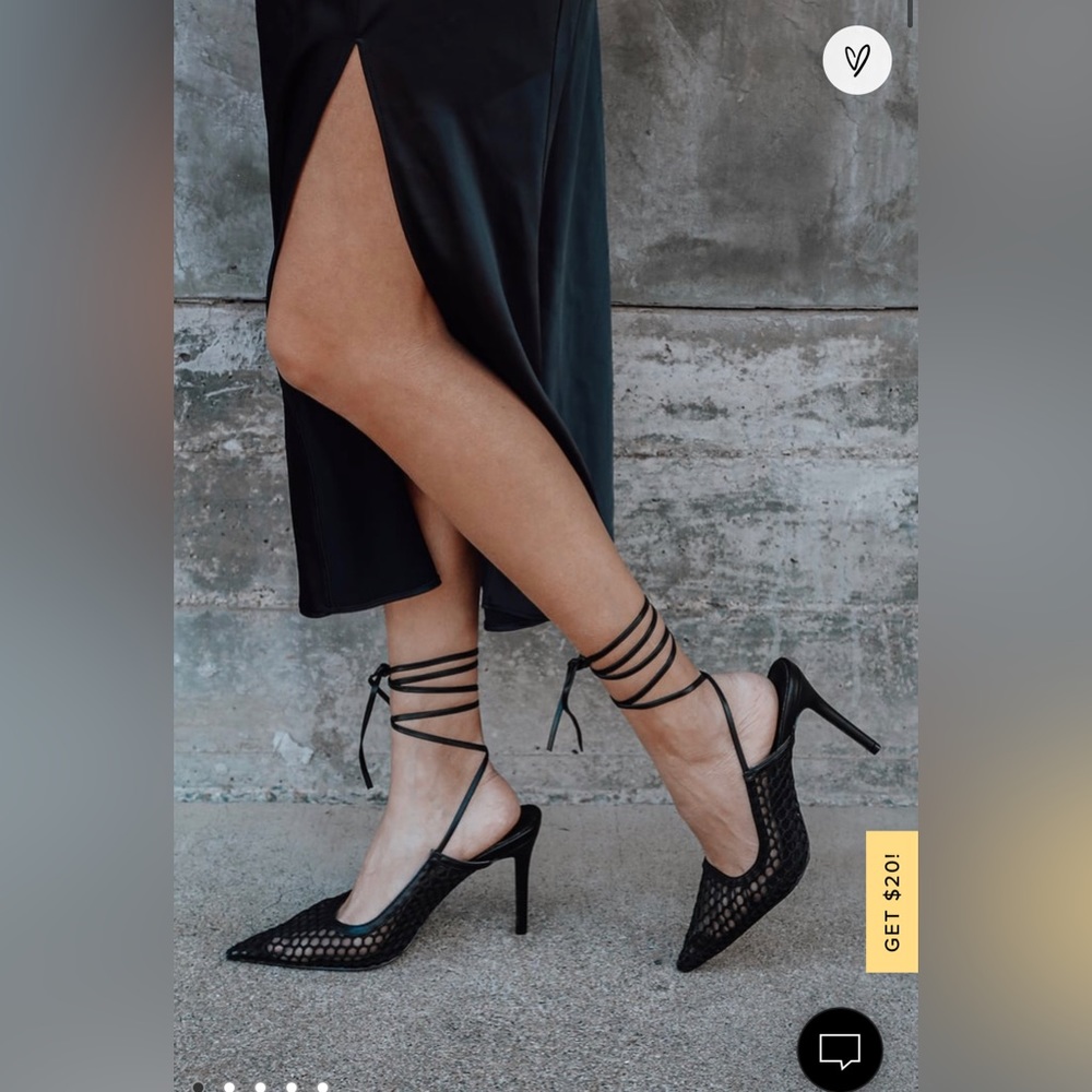 Lulu’s Lenox Black Woven Pointed-Toe Lace-Up Pumps